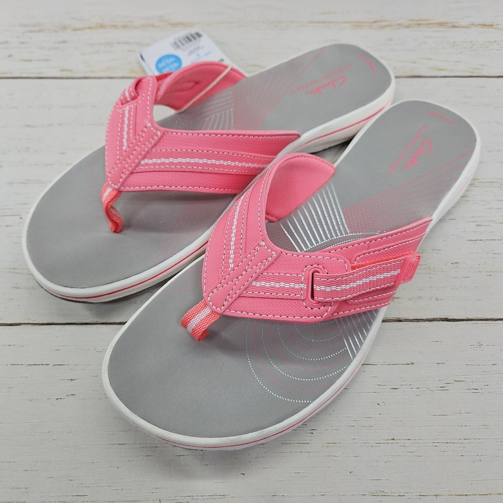Clarks Cloudsteppers Brinkley Jazz Womens 9 Pink Flip Flops Thong Sandals